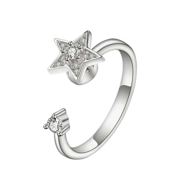 Fidgetring med stjerne og rhinsten