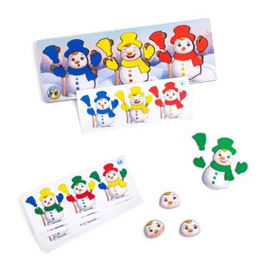 Træspil med forlæg - "Klæd snemanden på"