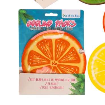 Kølepose med frugtmotiv – appelsin design i emballage

