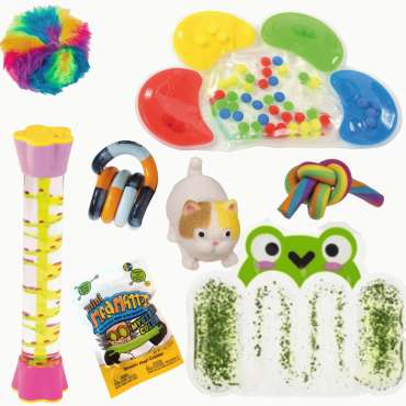 Pilfingerkasse – sæt med forskellige fidget toys til små pilfingre
