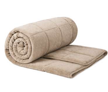 Velourtæppe med tyngde lys beige – blødt tyngdetæppe i velour til ro og afslapning

