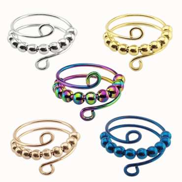 Fidgetring dobbelt med 10 perler i flere farver – justerbar anxiety ring til diskret fidgeting, koncentration, ro og sensorisk stimulering i hverdagen.


