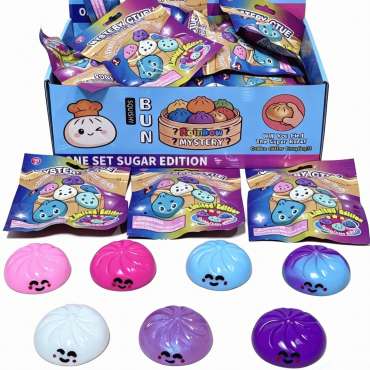 Lille squishy dumpling kawaii mystery bag med overraskelsesfarver og søde ansigter – blød slow rise squishy til sansestimulering, stressreduktion, koncentration og uro i hænderne.

