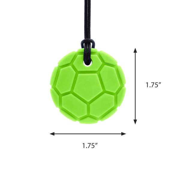 ARK Soccer Ball tyggehalskæde med målillustration – rundt bidesmykke med fodboldmønster til mundmotorik og tyggebehov.