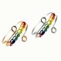 Bifrost fidgetring med regnbuefarvede glasperler i guld- og sølvfarvet design – justerbar fidgetring til diskret fidgeting, koncentration og sensorisk stimulering.
