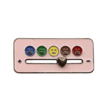 My Mood Pin med 5-trins humørskala og skyder – visuelt hjælpemiddel til at vise følelser, humør, selvregulering og kommunikation i skole, institution og hjem.

