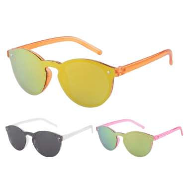 Moderne børnesolbriller model 4150 i sort, orange og pink – lette solbriller til børn med UV-beskyttelse og afskærmning mod skarpt sollys.

