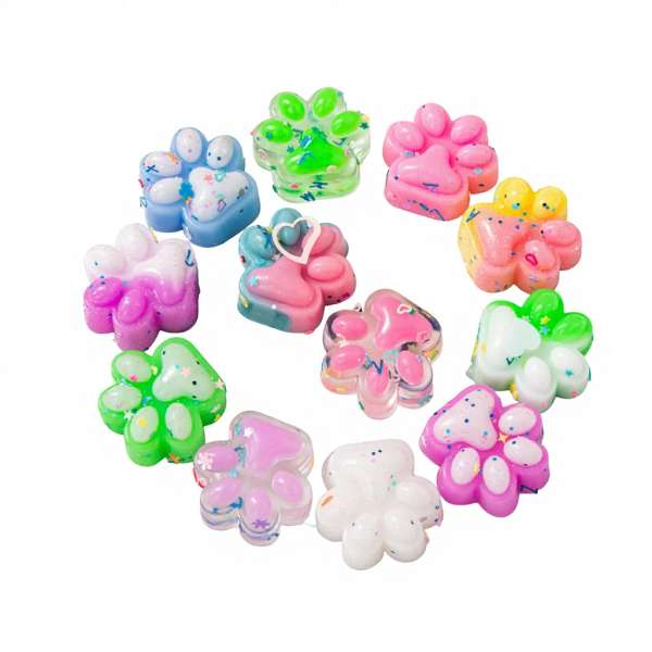 Squishy kattepoter i lyse farver – bløde squeeze figurer til afslapning og leg