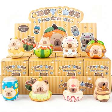 Kapivar mini slow-rise squishy i forskellige søde kawaii designs og farver – små bløde squishy fidgets til sansestimulering, koncentration og uro i hænderne.


