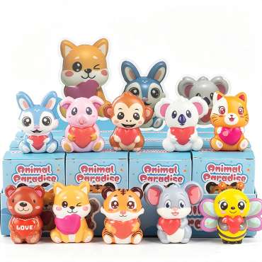 Kawaii dyr mini slow-rise squishy med søde dyremotiver i forskellige farver – små bløde squishy fidgets til sansestimulering, koncentration og uro i hænderne.

