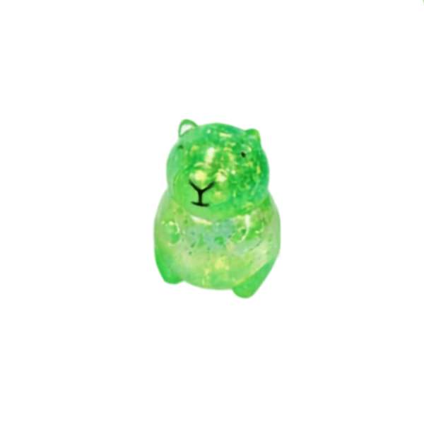 Grøn squishy glitter kapivar med glitrende fyld – blød og eftergivende klemmefidget til sansestimulering, koncentration og rolige hænder.

