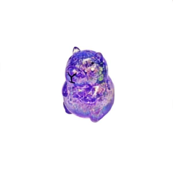 Lilla squishy glitter kapivar med glitrende fyld – blød sensorisk fidget til sansestimulering, fokus og beskæftigelse af hænderne.