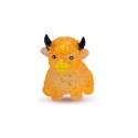 Orange Højlandsko glitter sugar squishy med sorte horn og glitrende fyld – blød klemmefidget til taktil stimulering, fokus og beskæftigelse af hænderne.

