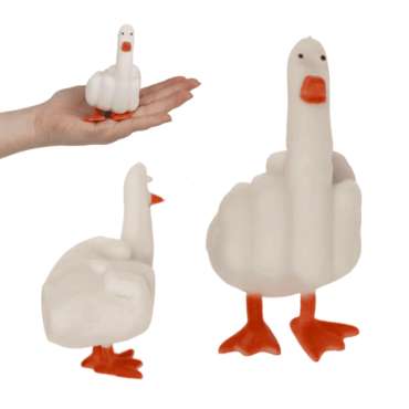 Duck You stretchy and – hvid strækbar and med orange næb og fødder i humoristisk design – blød sensorisk fidget til at strække, klemme og dimse med.
