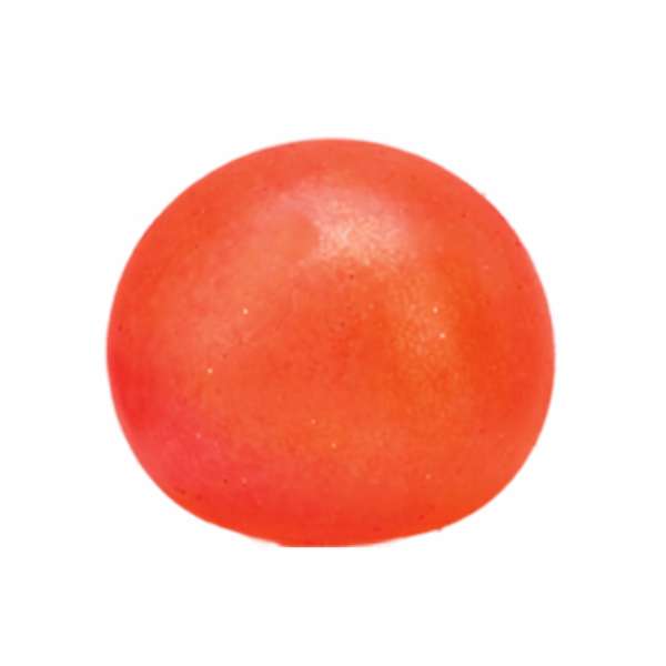 Orange Maltose squeeze antistressbold med let transparent og skinnende overflade.

