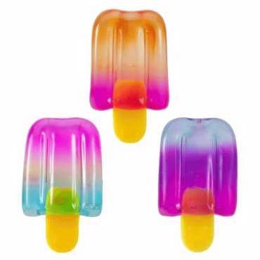 Nice-Sicle squishy ispinde i regnbuefarver – bløde slow rise squishies formet som ispinde til sansestimulering, stressreduktion, koncentration og uro i hænderne.
