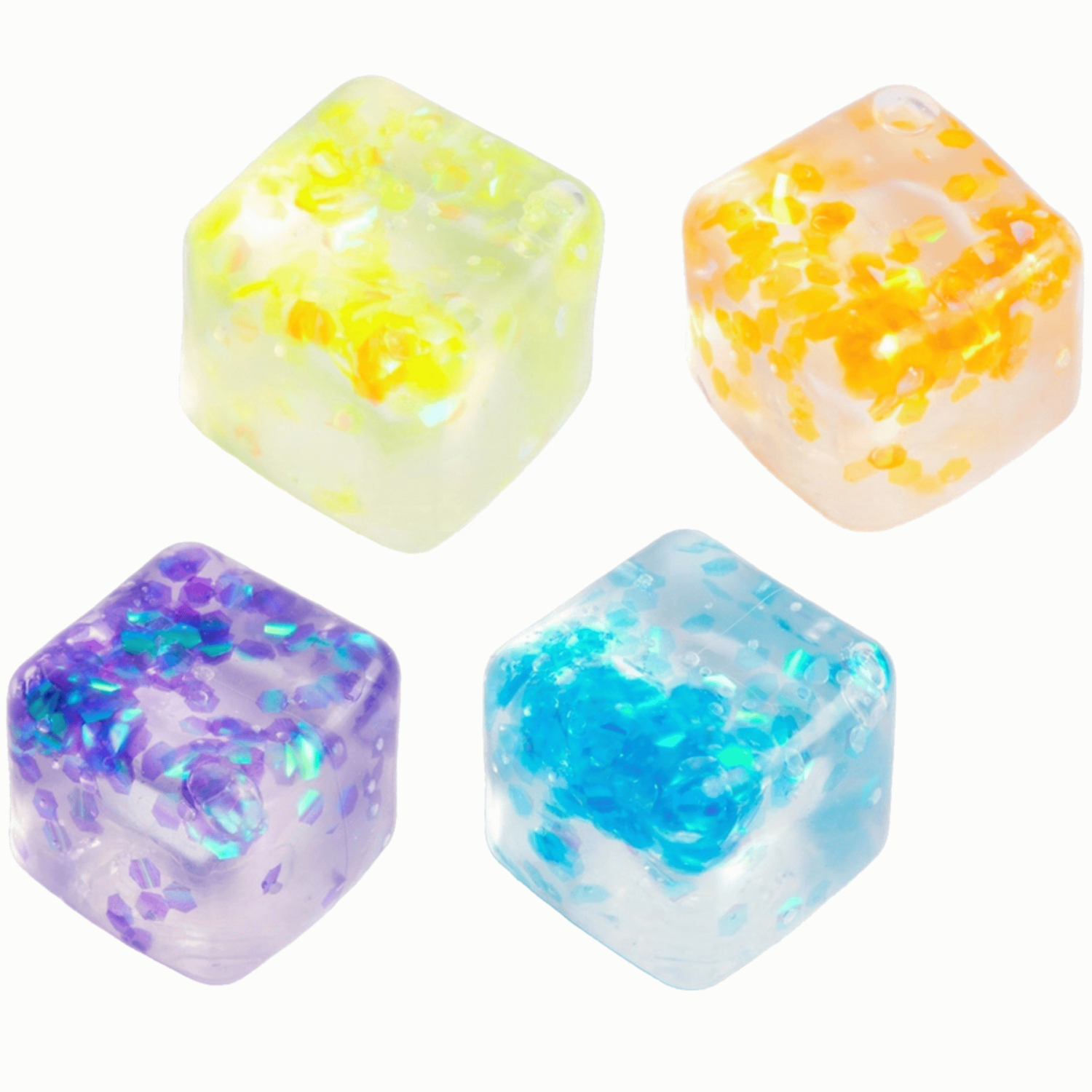 Squishy Glitter Cube - farve Blå