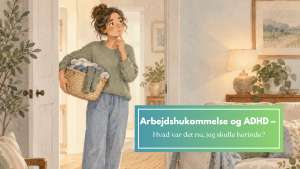 Kvinde står med vasketøjskurv i armene i en døråbning og ser tænksom ud